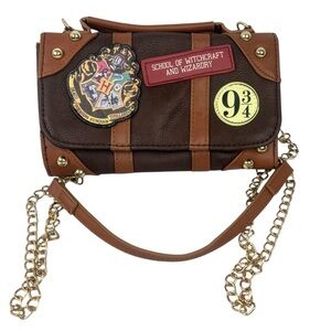 Harry Potter Hogwarts 2Tone Brown Gold Tone Chain & Hardware Hybrid Crossbody